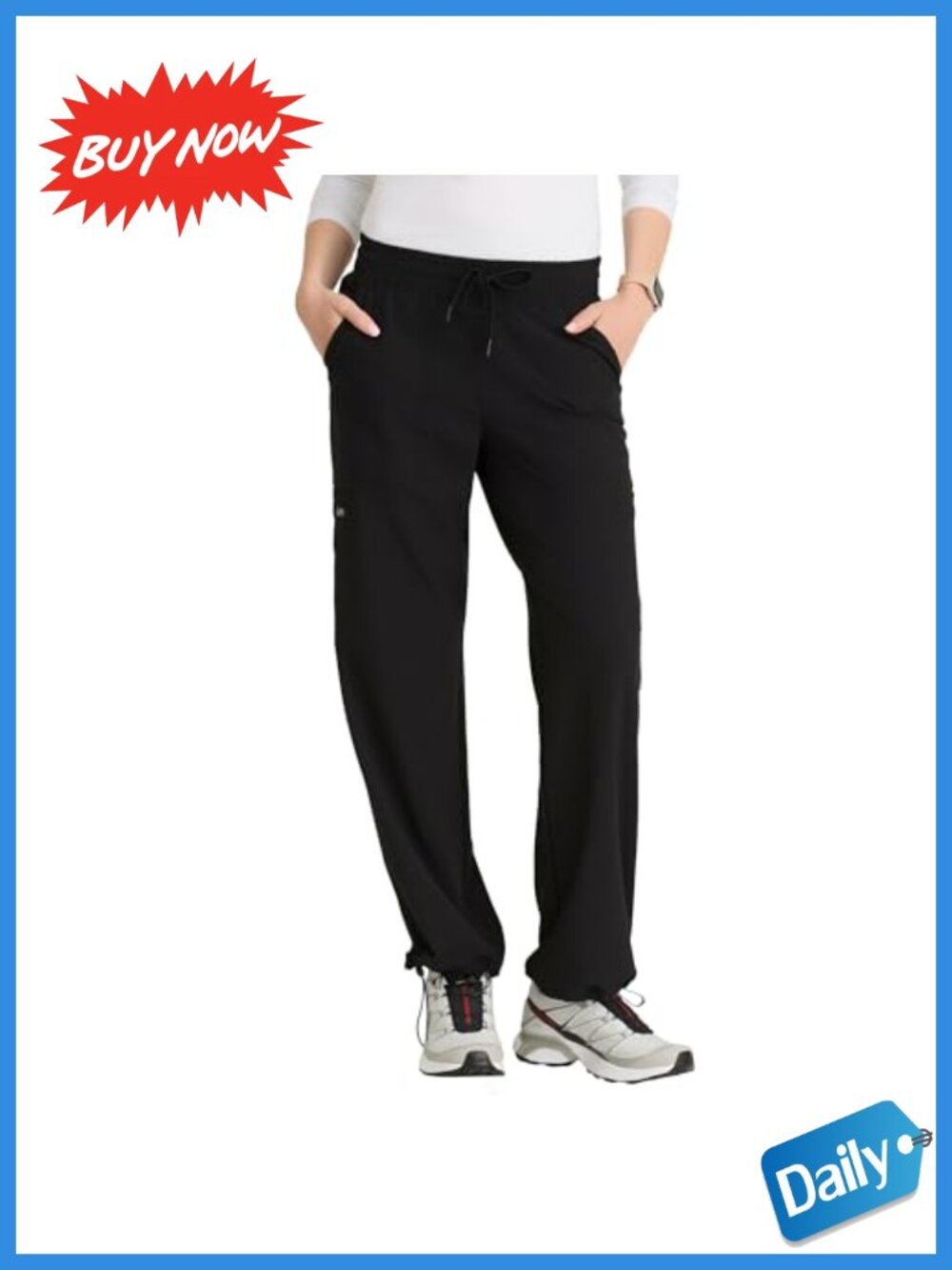 Convertible Straight Jogger Scrub Pants Mid-Rise 6-Pocket Stretch